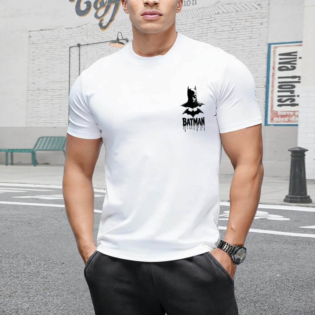 Black Mask Chest Art Men's T-Shirt for Everyday Wear