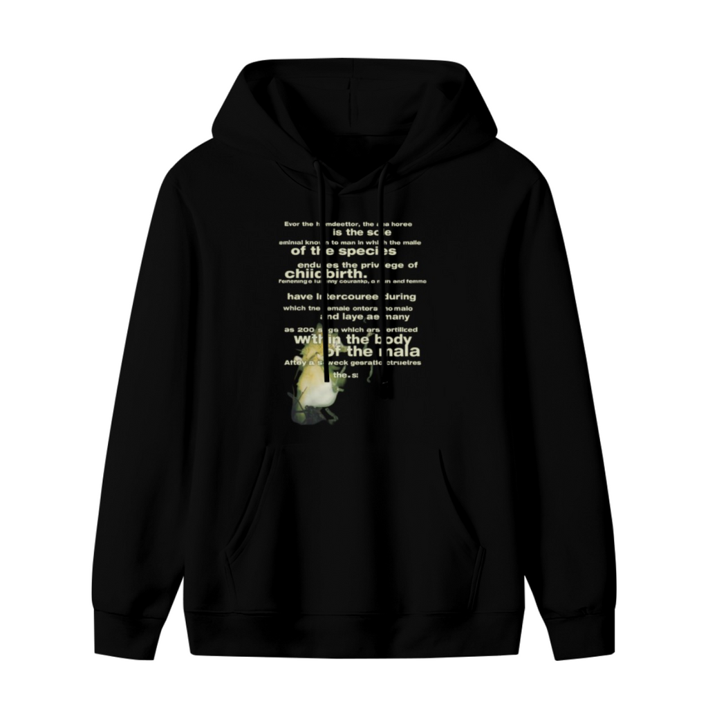 Vintage Seahorse Illustration Hoodie, product image featuring the a different kind of vintage graphic design