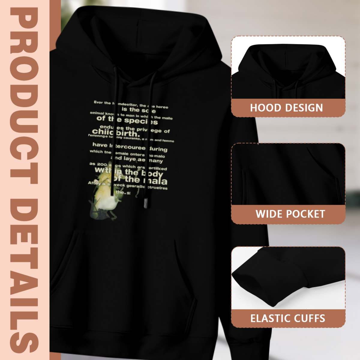 Vintage Seahorse Illustration Hoodie, apparel product image