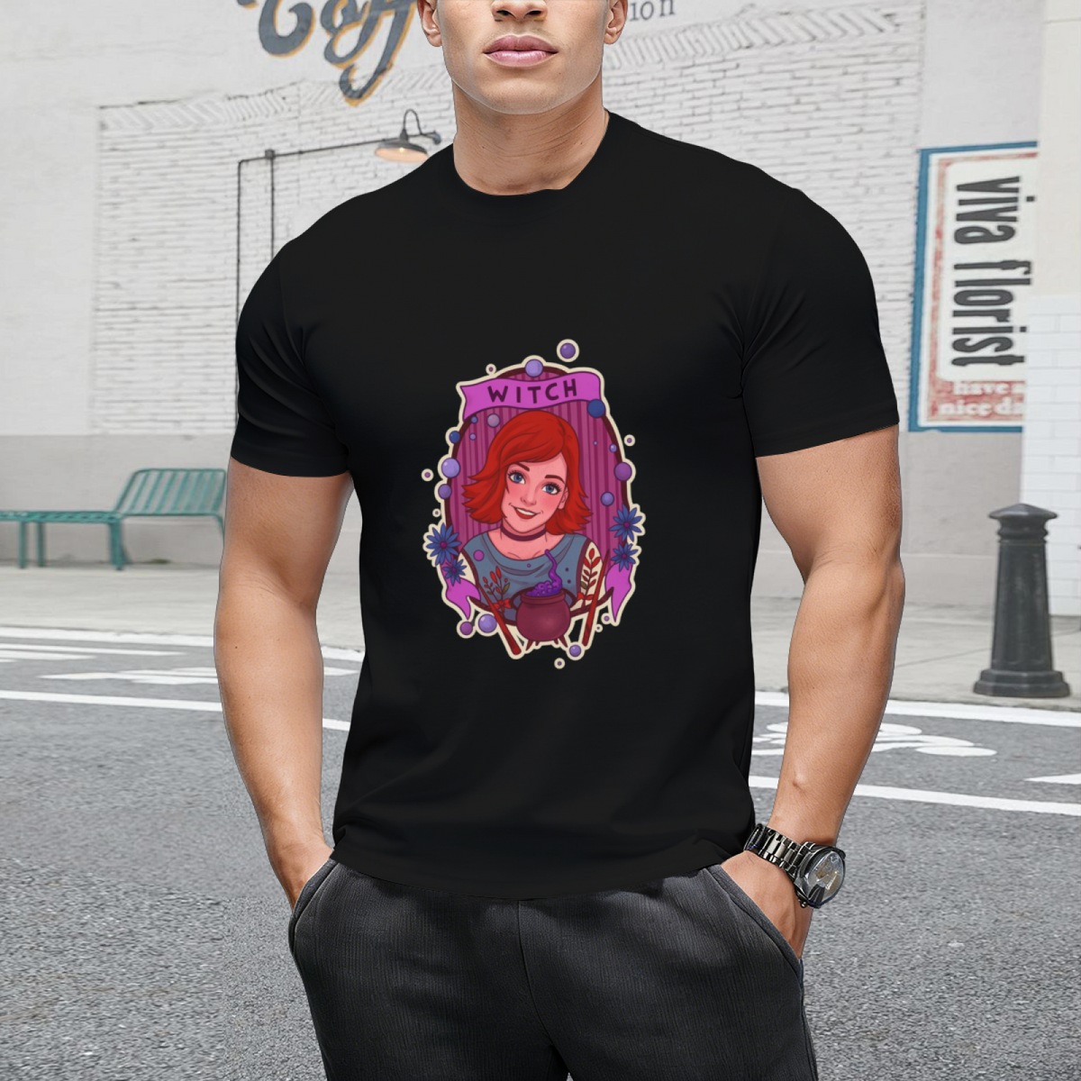 Red-Haired Witch Portrait T-Shirt