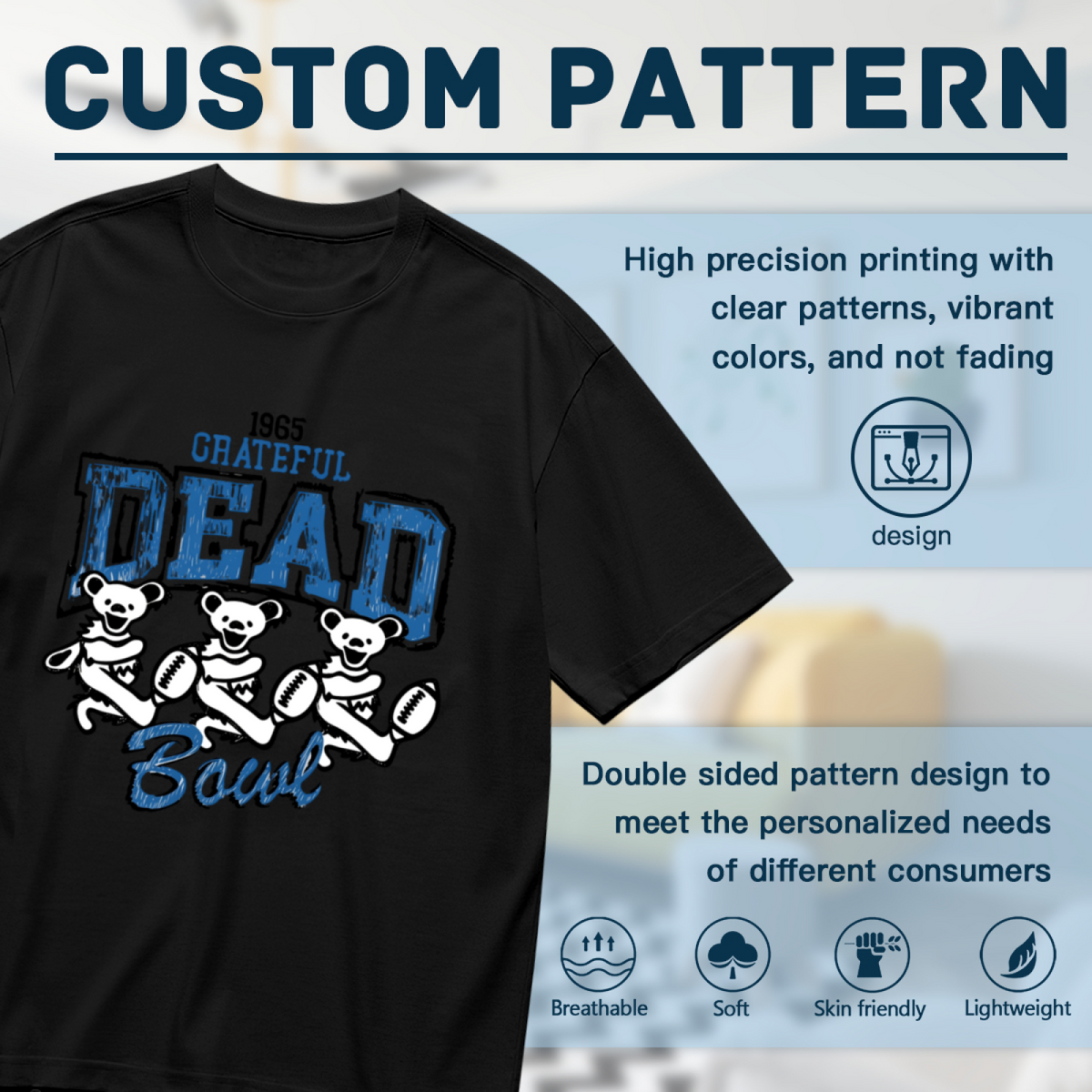 Grateful Dead Bear Football graphic T-shirt product image