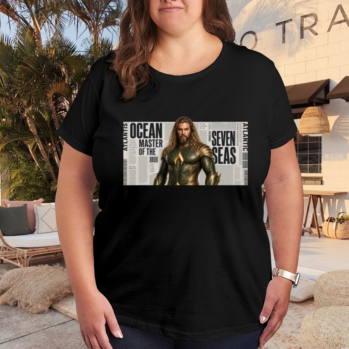 Ocean King Newsprint Women's T-Shirt for Casual Weekends