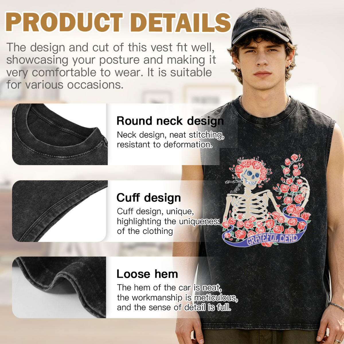 Grateful Dead washed graphic tank top with Batik Bertha Tie Dye graphic