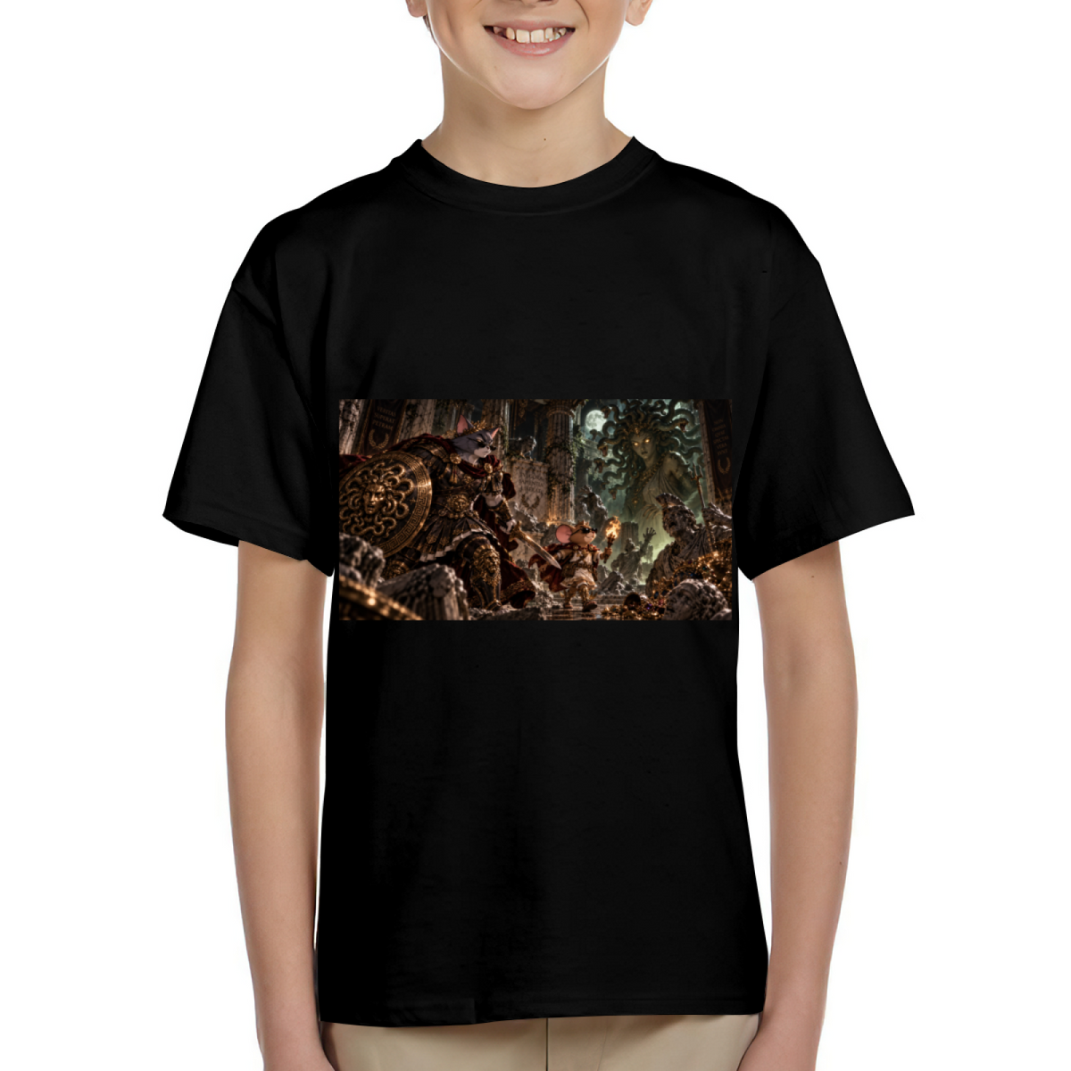 Shield Cat vs Monster Kid's T-Shirt for Halloween Parties