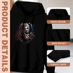 Hood, pouch pocket and sleeve-cuff detail images accompanying the women's Smiling Rebel Study hoodie