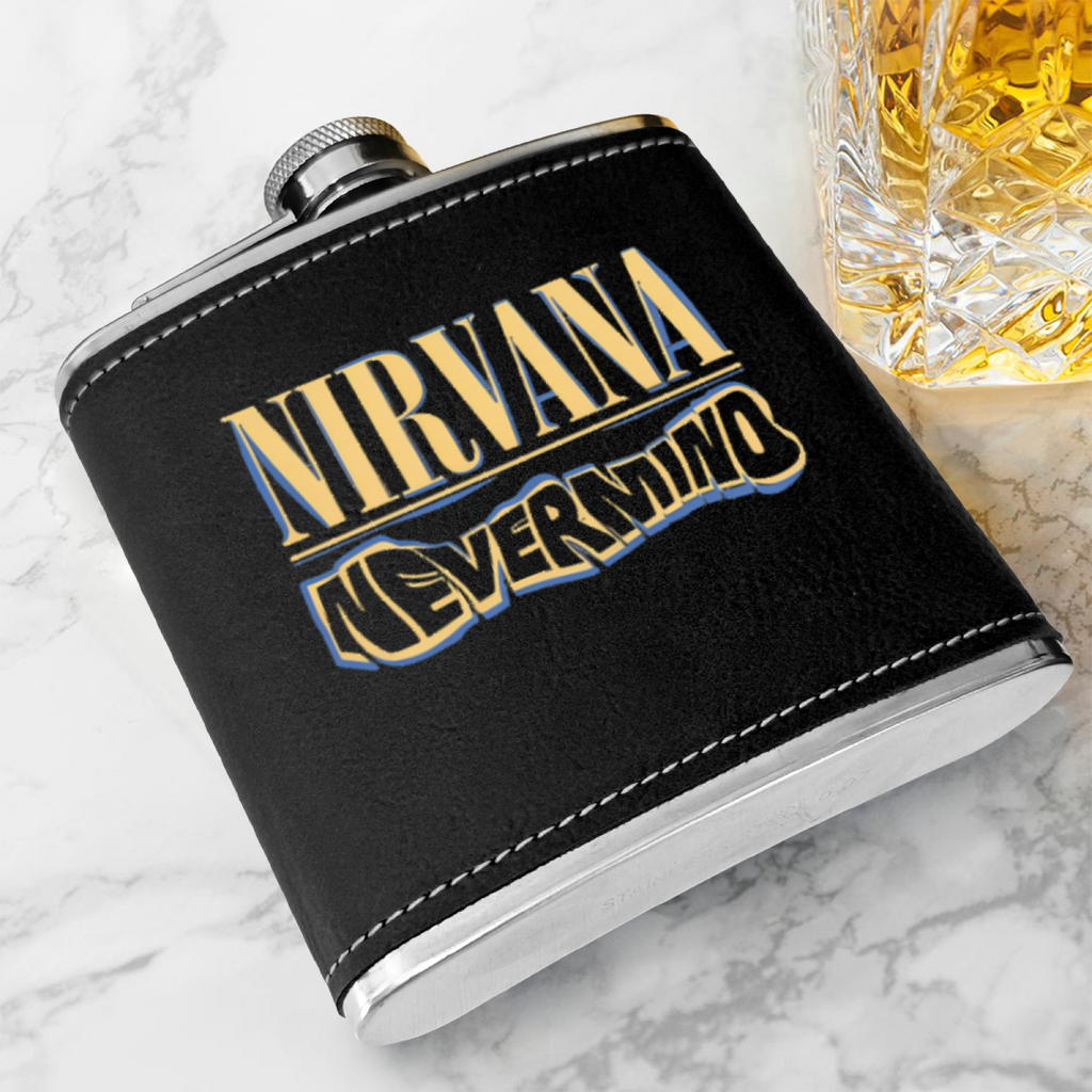 Nirvana Rough Sketch 6oz vintage-style stainless steel hip flask product image