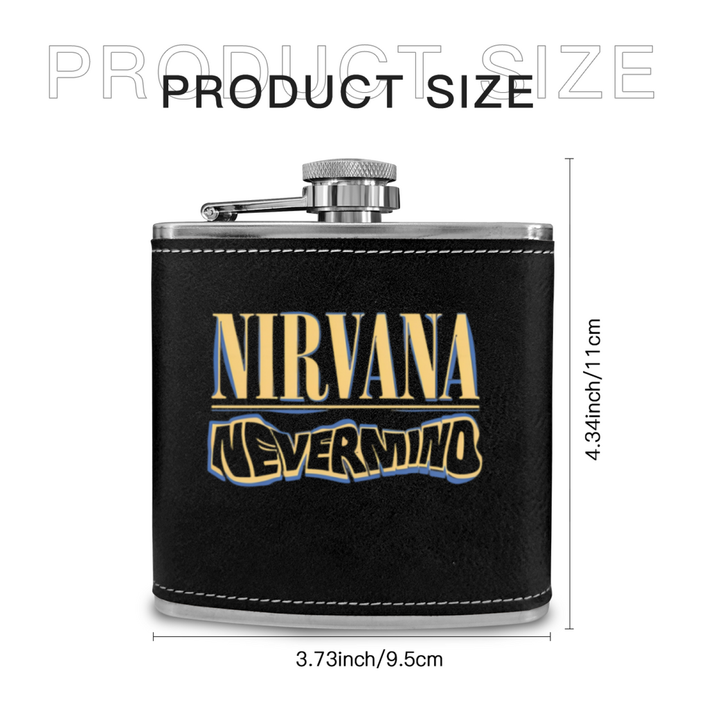Nirvana Rough Sketch 6oz vintage-style stainless steel hip flask product image