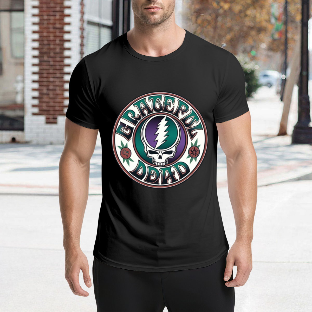 Grateful Dead Blue with a logo on a white background graphic T-shirt product image