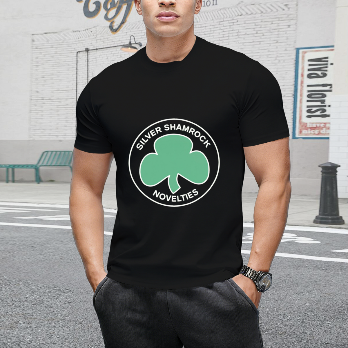 Silver Shamrock Graphic T-Shirt