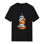 Pumpkin and Skeleton Halloween Stack Graphic T-Shirt