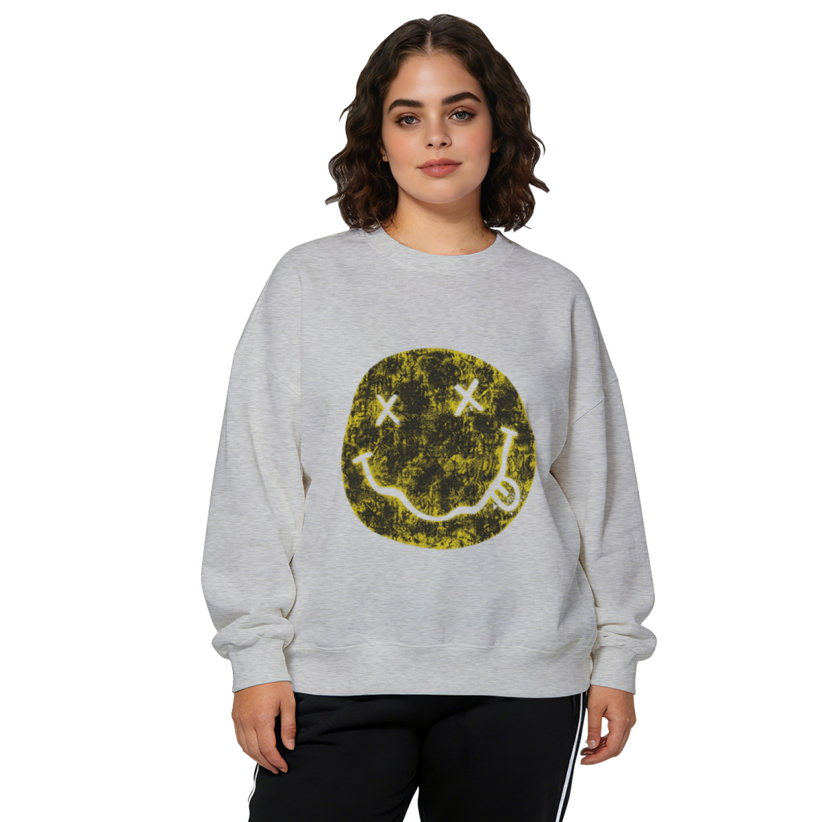 Nirvana Distressed Smiley Crewneck Sweatshirt
