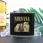 Nirvana Torn Edge 6oz vintage-style stainless steel hip flask product image