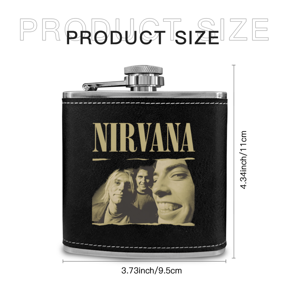 Nirvana Torn Edge 6oz vintage-style stainless steel hip flask product image