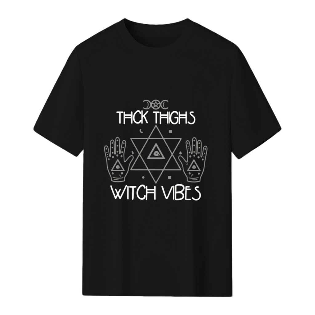 Thick Thighs Witch Vibes - Halloween Graphic T-Shirt