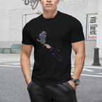 Kawaii Black Cat Witch on Purple Star Broom Graphic T-Shirt