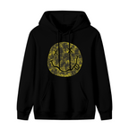Nirvana Distressed Yellow Smiley Logo Hoodie, product image featuring the the smiley, reworked design