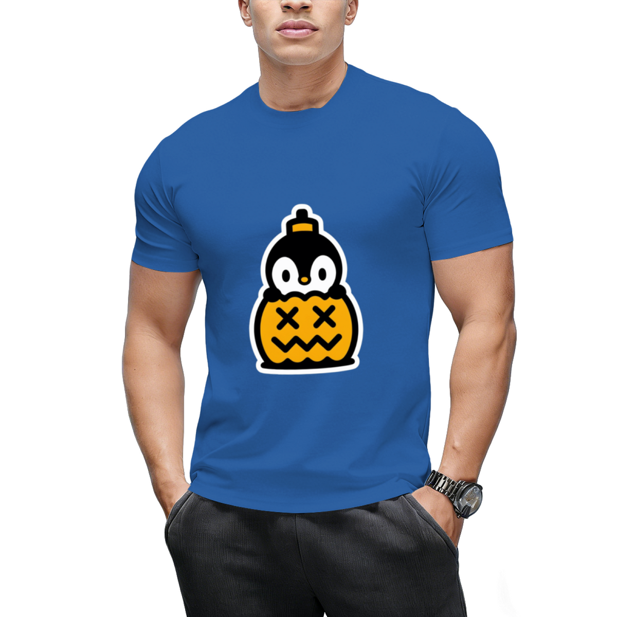 Pumpkin Penguin Halloween Trick or Treat Graphic T-Shirt