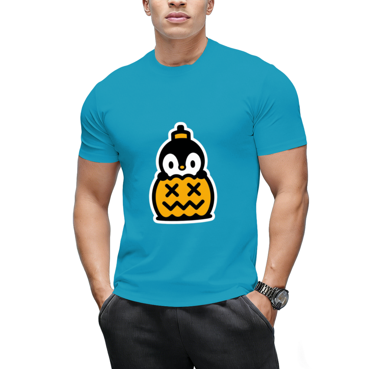 Pumpkin Penguin Halloween Trick or Treat Graphic T-Shirt
