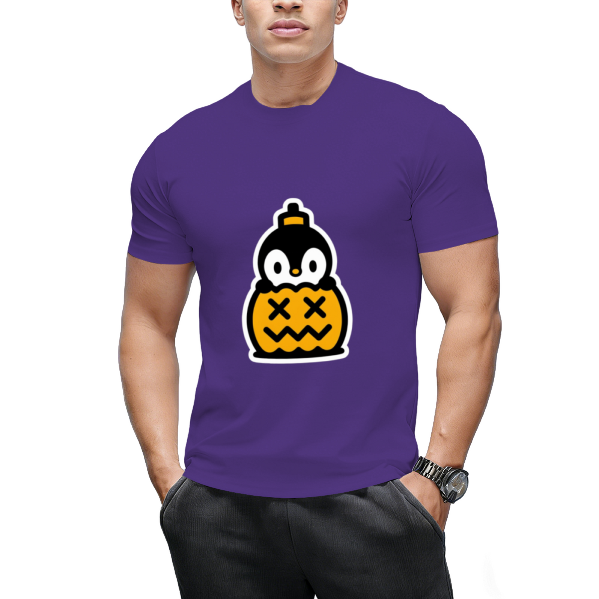 Pumpkin Penguin Halloween Trick or Treat Graphic T-Shirt
