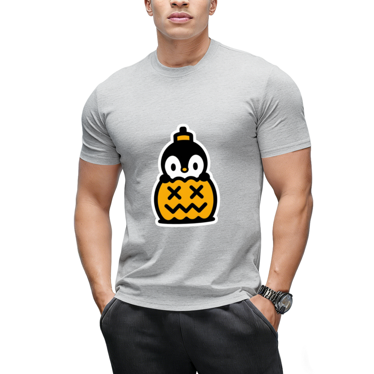 Pumpkin Penguin Halloween Trick or Treat Graphic T-Shirt