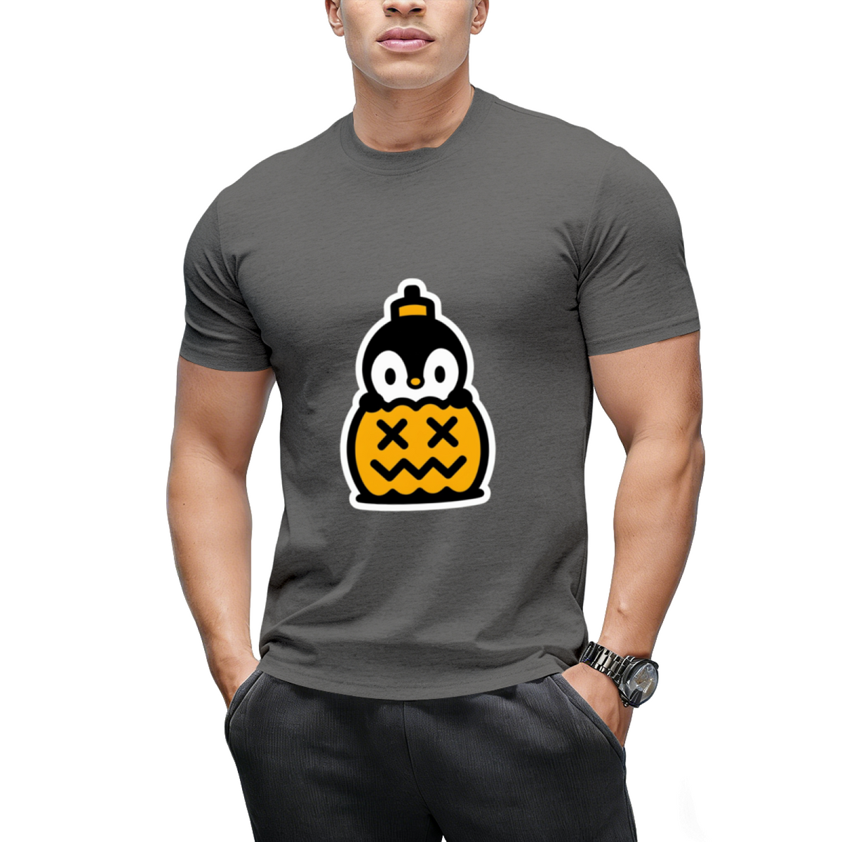 Pumpkin Penguin Halloween Trick or Treat Graphic T-Shirt