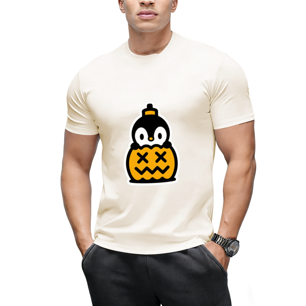 Pumpkin Penguin Halloween Trick or Treat Graphic T-Shirt