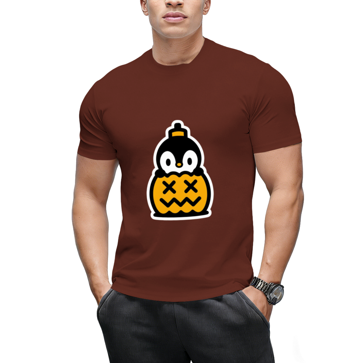 Pumpkin Penguin Halloween Trick or Treat Graphic T-Shirt