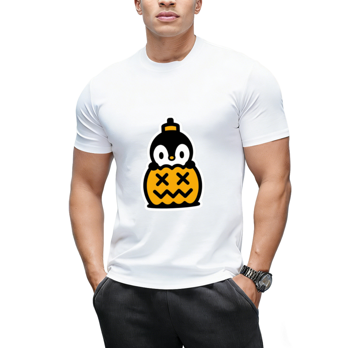 Pumpkin Penguin Halloween Trick or Treat Graphic T-Shirt