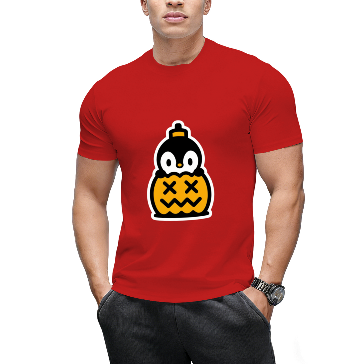 Pumpkin Penguin Halloween Trick or Treat Graphic T-Shirt