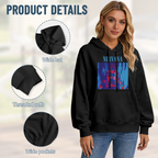 Hoodie product image with anatomical figure red blue artwork