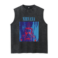 Nirvana Red Blue Anatomy Art Unisex Washed Tank Top — product image showing the red-and-blue anatomy-themed illustration design