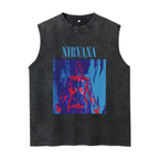 Nirvana Red Blue Anatomy Art Unisex Washed Tank Top — product image showing the red-and-blue anatomy-themed illustration design