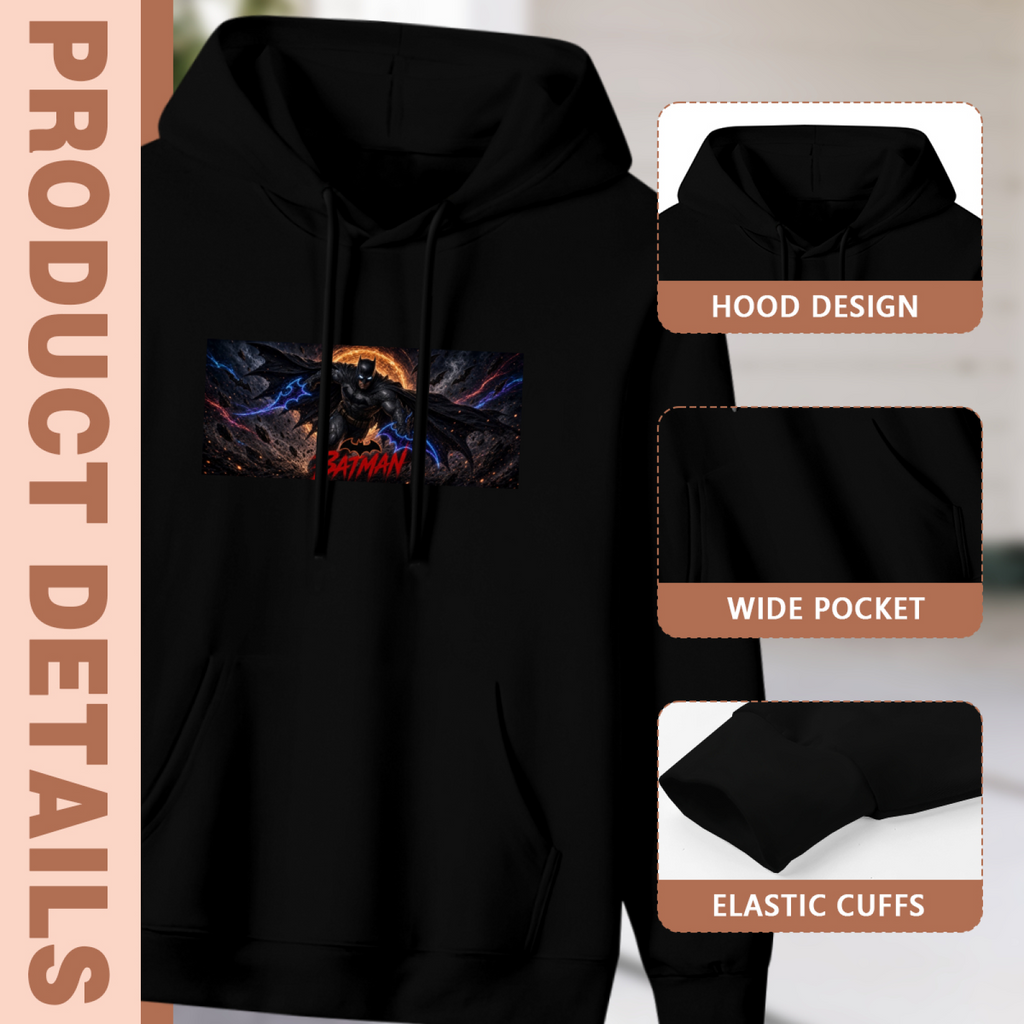 Hood, pouch pocket and sleeve-cuff detail images accompanying the women's Winged Sweep at Dusk hoodie