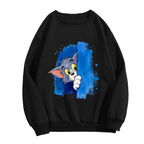 Tom Cat Winking Smirk Blue Paint Graphic Sweatshirt