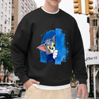 Tom Cat Winking Smirk Blue Paint Graphic Sweatshirt