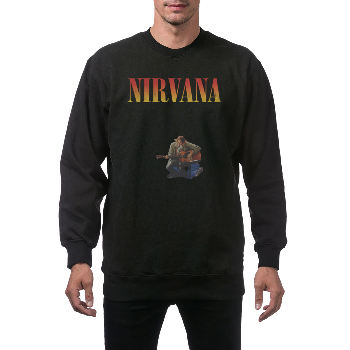 Artwork preview for Nirvana Acoustic Guitar Graphic Crewneck Sweatshirt