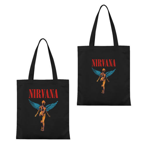 Nirvana In Utero Black Graphic Canvas Tote — an In Utero-inspired graphic identified as the black edition