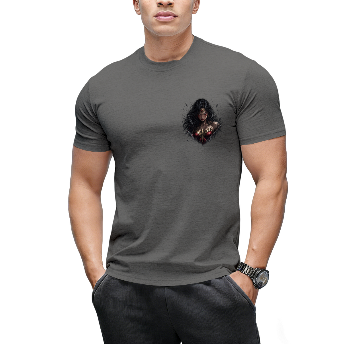 Personalized Wonder Woman Chest Logo Tee - Retro Comic