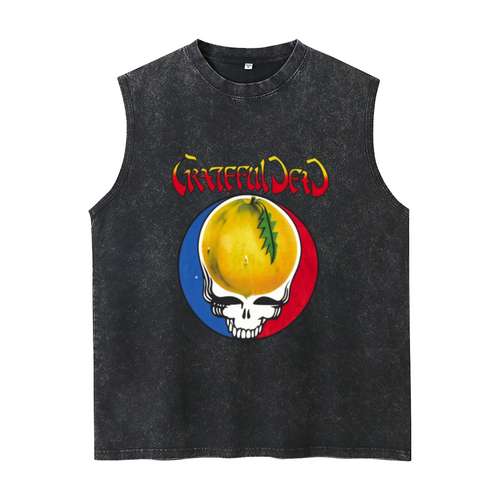 Grateful Dead washed graphic tank top with Yellow Pomelo Steal Your Face graphic