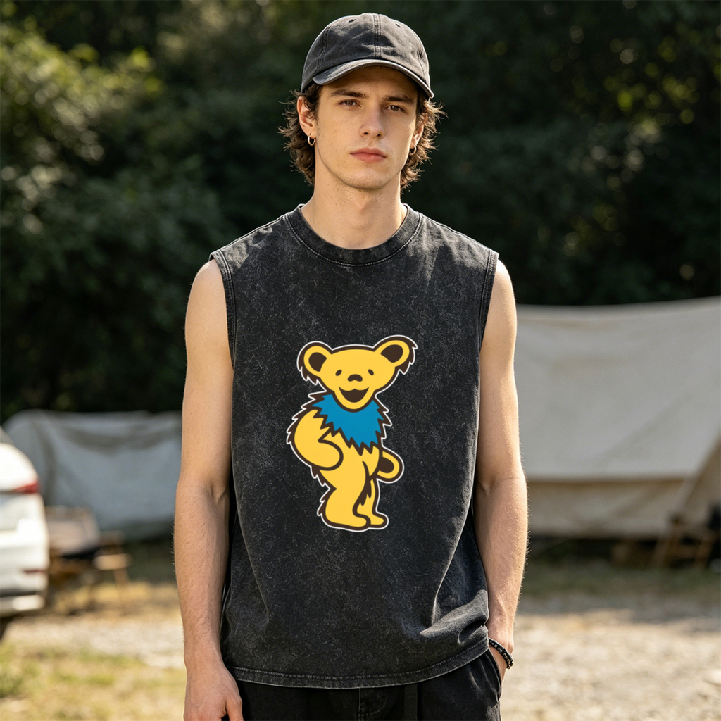 Grateful Dead washed graphic tank top with Daphyl's Dancing Bears Romper graphic