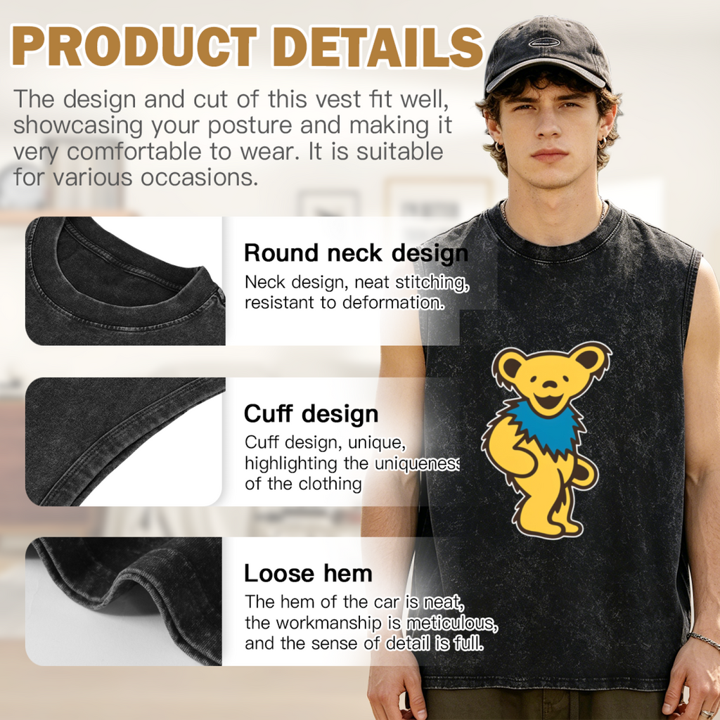 Grateful Dead washed graphic tank top with Daphyl's Dancing Bears Romper graphic