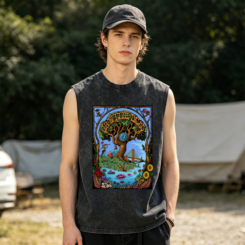 Grateful Dead washed graphic tank top with 60th Anniversary graphic