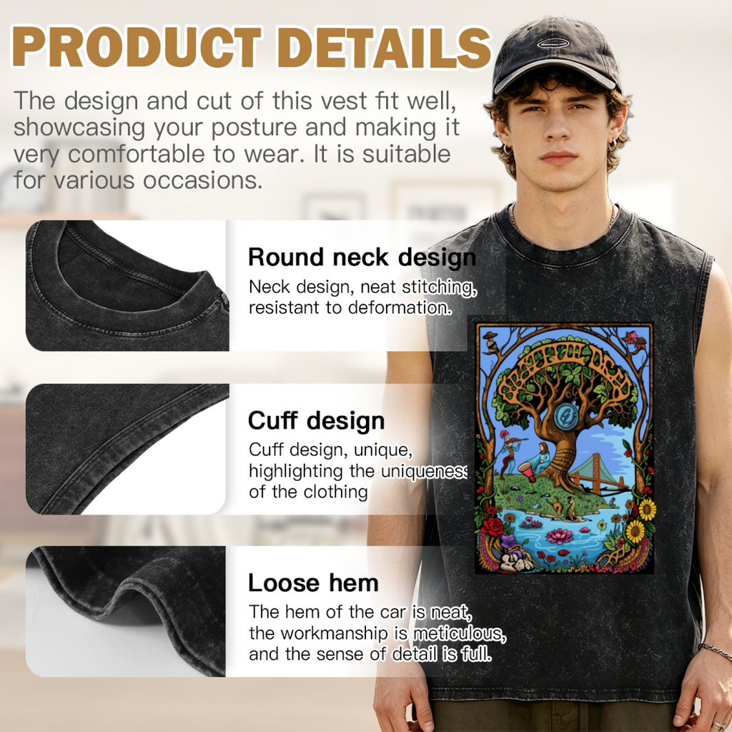 Grateful Dead washed graphic tank top with 60th Anniversary graphic