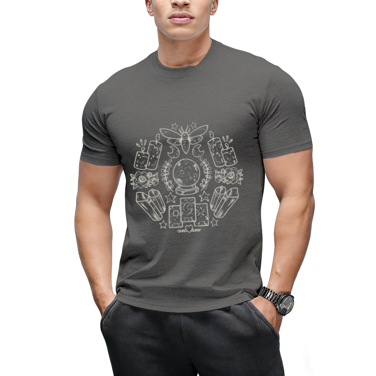 Witch Coven Tarot Cards and Crystal Balls (white) Graphic T-Shirt