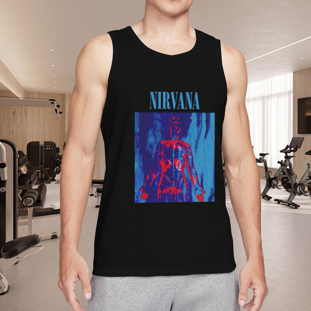 Nirvana Red Blue Anatomical Figure Graphic Tank Top product image featuring red and blue anatomical figure