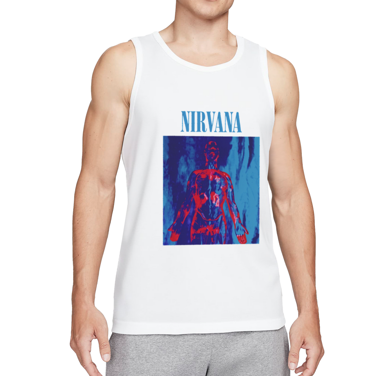 Nirvana Red Blue Anatomical Figure Graphic Tank Top