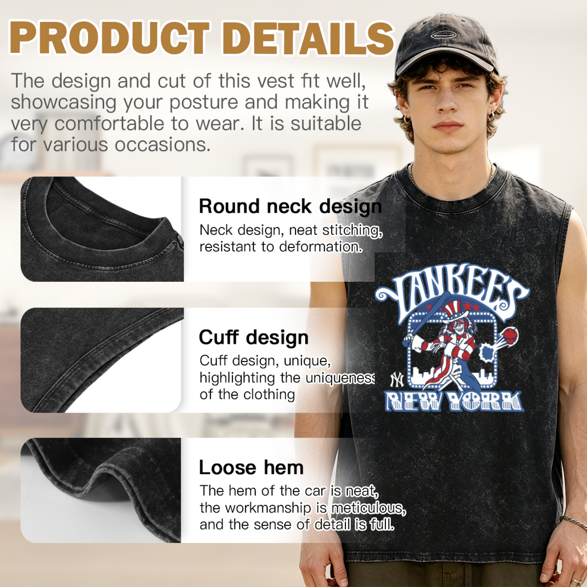 Grateful Dead washed graphic tank top with Homage Yankees graphic