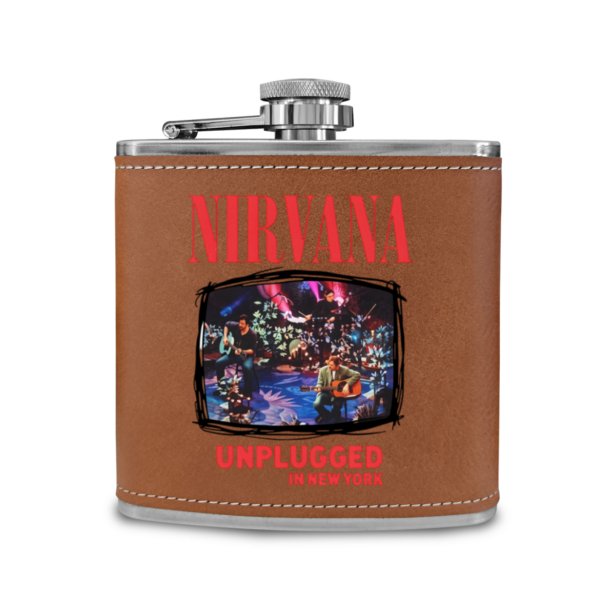 Nirvana Unplugged Floral 6oz Vintage Stainless Steel Hip Flask