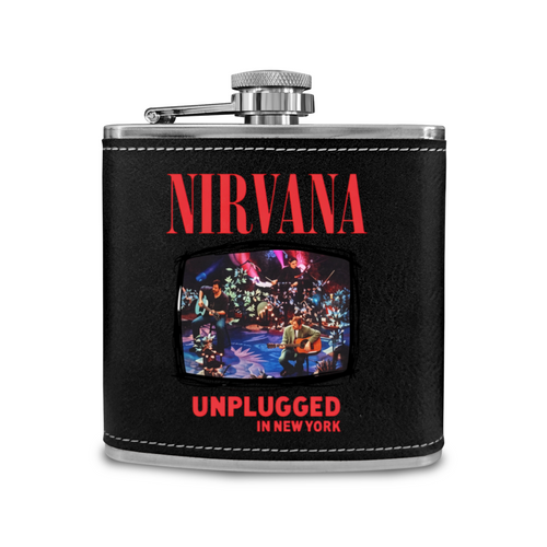 Nirvana Unplugged Floral 6oz vintage-style stainless steel hip flask product image