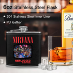 Nirvana Unplugged Floral 6oz vintage-style stainless steel hip flask product image